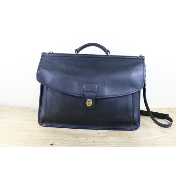 Coach Briefcase Vintage Black Leather Beekman 5266 Messenger Laptop - Picture 1 of 16